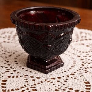 80’s Vintage Avon Cape Cod Ruby Red Footed Sugar Bowl Candy Dish